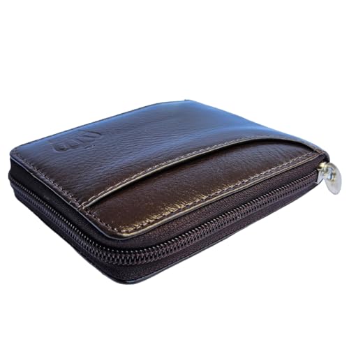 Carteira de ziper em couro moderna masculina slim pequena porta documentos LUXXO Pauslist