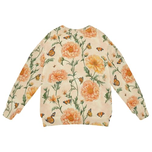 JUNZAN Unique Marigold Blush Big Boys Sweatshirts Hoodies Long Sleeve Sweatshirt With Hoodie Camping 4T2