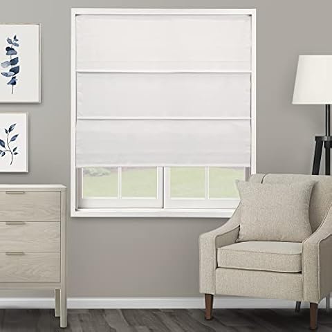 CHICOLOGY Roman Shades for Windows , Roman Window Shades , Roman Shades , Window Treatments , Window Shades for Home , Window Shade , Ridgewood Ultra White (Privacy & Light Filtering), 47" W X 72" H Cover