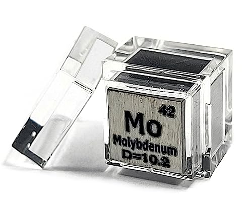 Image of 0.39 inch 10mm Molybdenum Metal Cube Mo up to 99.9% Pure Periodic Table Element Engraved Density Collection Science Education Display Block Cube + Acrylic Case Box - 1PC