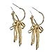 Bow earrings for women - Gold bow earrings for women - Christmas Earrings - Trendy Elegant Bowtie Drop Dangle Hoop Stud Lightweight Hypoallergenic Christmas Jewellery Gift for Party Wedding Holiday (B:14k Gold Bow Earring)