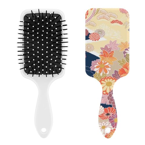 パドルブラシ 和柄 和風 さくら 花柄 ヘアブラシ くし 絡まない 頭皮マッサージ おしゃれ レディース メンズ 兼用 頭皮ケア キャラクター マッサージブラシ ツヤ サラサラ 便利 人気 かわいい 乾湿両用
