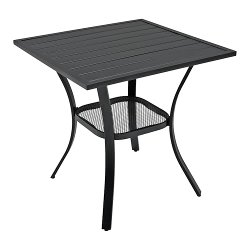 Anmutig 27.5 Square Outdoor Bistro Table, Metal Patio Dining Table for 2