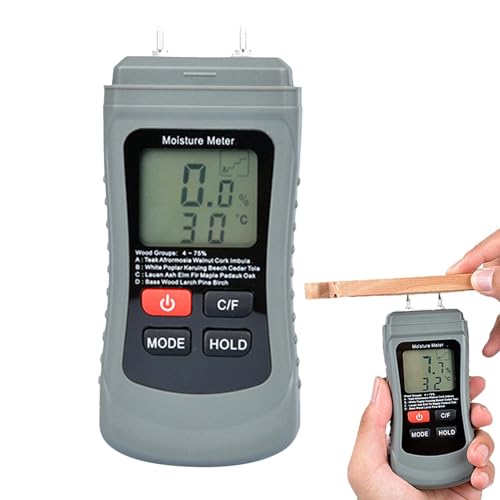 デジタル湿気メーター - 正確な木材湿度ゲージ、LCDディスプレイ付きコンパクトハンドヘルド検出器ツール|スマートモイスチャーセンサー、木工床材の信り便利なユーザーエクスペリエン頼できる温度モニター