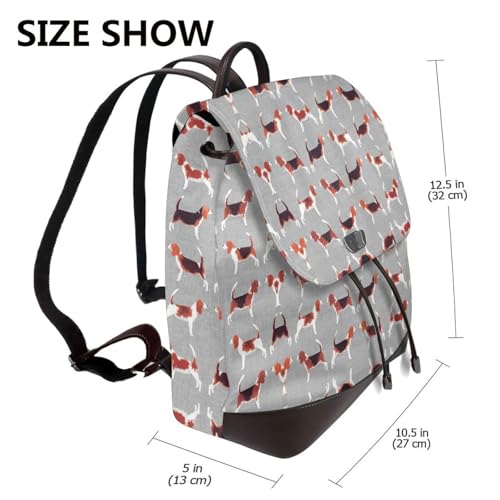 Sac à dos en cuir femme Beagle Patterns idéal pour vos trajets quotidiens et sorties urbaines - 2