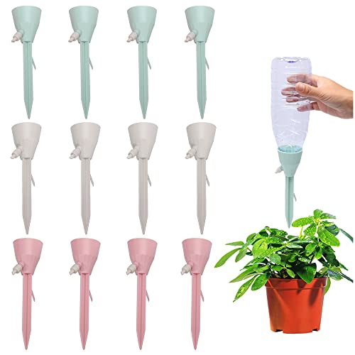 Hggzeg 12 Pack Plant Watering Devices, Automatic Watering Spikes with Valve Control Switch, Slow Release Drip Irrigation Vacation Plant Waterer for Outdoor Indoor Plants(4Pink+4Green+4Beige) Hggzeg 12 Pack Plant Watering Devices, Automatic Watering Spikes with Valve Control Switch, Slow Release Drip Irrigation Vacation Plant Waterer for Outdoor Indoor Plants(4Pink+4Green+4Beige)