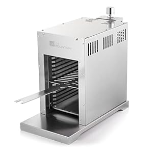 Fire Mountain Gas Steak Grill - Outdoor Grill, Stainless Steel Design, Portable Gas BBQ, Small Gas BBQ, Perfect for Small Barbecues, Multiple Rack Cooking, 41.5D x 23.4W x 49.5H cm