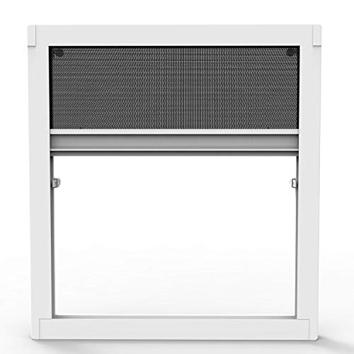 Mosquitera plisada sin taladrar para ventanas y ventanas de tejado, protección contra insectos y ventanas de techo, color blanco Cover