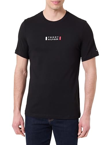 Tommy Hilfiger Men Brand Love Small Center tee MW0MW41453 S/S Camiseta, Negro, M, Negro (Negro), M