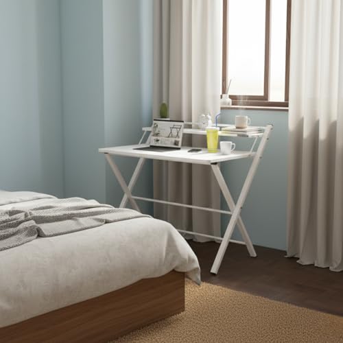 Image of InnoFur Meleti Folding Table for Home and Office /Folding Table for Study /Work from Home Table /Foldable Laptop Desk /Multipurpose Utility Table (Regular Size, White)