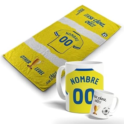 Pack Taza y Toalla de tu equipo favorito. Personalizada con nombre y equipo de fútbol. Regalos Personalizados. Regalo Original para Aficionados del Fútbol. (Cadiz, 70x140) | Ya disponible en tu tienda friki favorita! En mundofriki.es! Pack Taza y Toalla de tu equipo favorito. Personalizada con nombre y equipo de fútbol. Regalos Personalizados. Regalo Original para Aficionados del Fútbol. (Cadiz, 70x140) | Ya disponible en tu tienda friki favorita! En mundofriki.es!