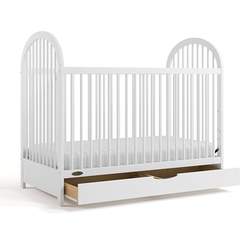 Image of Graco Olivia 3-in-1 Convertible Crib with Drawer - Converts from Baby Crib to Toddler Bed and Daybed, GREENGUARD Gold Certified, Baby Safety Alliance Verified, Easy Assembly (White)