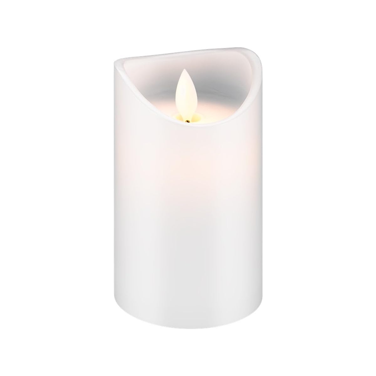 Goobay 66520 świeca LED z funkcją timera, ciepłe światło LED, świece walcowe, z prawdziwego wosku, migoczący płomień, świece elektryczne, świece adwentowe, wysokość 12,5 cm, kolor biały
