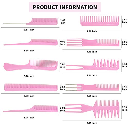 Ronchall 10 Pcs Professional Styling Comb Set - Coarse And Fine Toothed Pick Combs For Hairstyling thumb #1