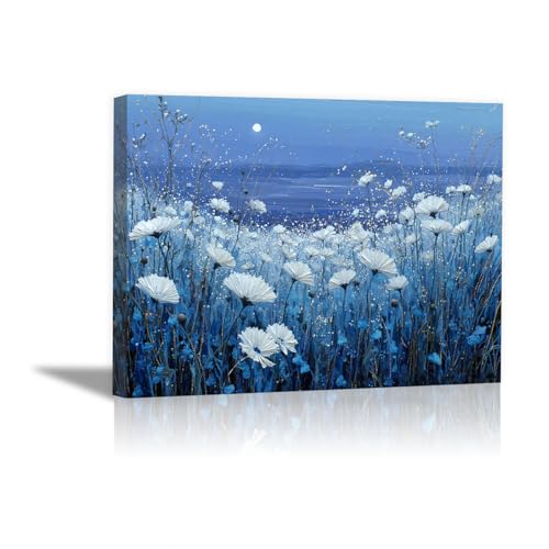 Champ de fleurs au clair de lune decoration murale HOQIU pour instaurer une ambiance zen