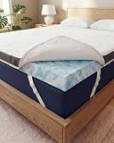Mattress Topper - 3 Inch Memory Foam Mattress Topper with Cooling Cover for Hot Sleepers - Plush, Thick & Comfy - Pain & Pressure Relief - Queen Size Mattress Pad w/Straps & Removable Washable Cover