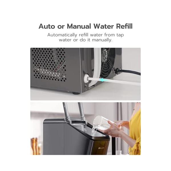 Nugget Ice Maker, Qualeben Countertop Ice Maker Machine 26lb/Day, SelfCleaning, Auto Water