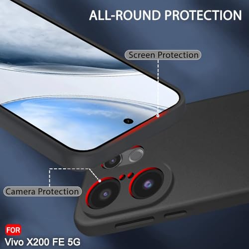 Image of TheGiftKart Sleek Back Cover Case for Vivo X200 FE 5G | Slim Fit Protective Design | Ultra Matte Finish | Camera Protection Bump | Soft Silicon Back Cover Case for Vivo X200 FE 5G (Silicone, Black)