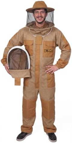 US-KEEPERS 3 Layer Bee Suit, Ventilated Beekeeping Suit for Men & Women, Beekeepers Suit with Bee Gloves & 2 Beekeeping Veils