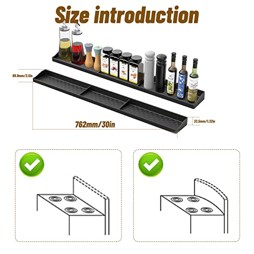 Spice Rack Over the Stove 30 Inch, Magnetic Silicone Shelf for Kitchen, Oven Shelf Gadgets for Sauce Bottle Storage (Black) by BestYiJo - Image 2