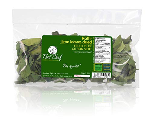 Thaï Chef : Dried-Kaffir-Lime-Leaves, 30g | Curry Leaves, Premium Gourmet Ingredient for Thai & Asian Cuisine , De naturel 100%
