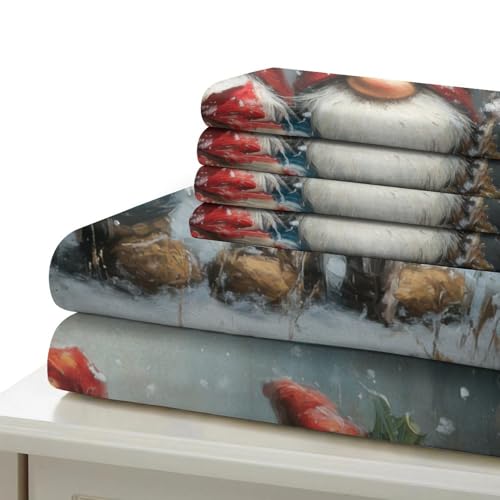 Housse de Couette Gnomes de Noël en Microfibre Premium avec Impression 3D