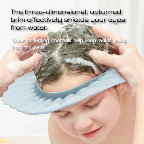 Baby Shower Cap Shield, Bathing Cap Bath Hat Bathing Safe Silicone Protection, Soft Adjustable Visor Hat for Protector Head Eye Ear, Christmas Gifts - Thumbnail 5