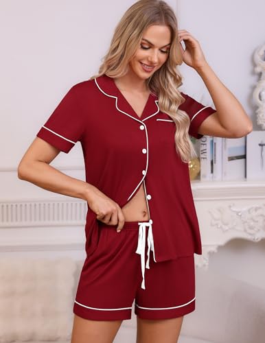 Image of HNG Pajama Sets for Women 2 Piece PJ Sets Short Sleeve Lounge Set Fashion Sleepwear XS-3XL