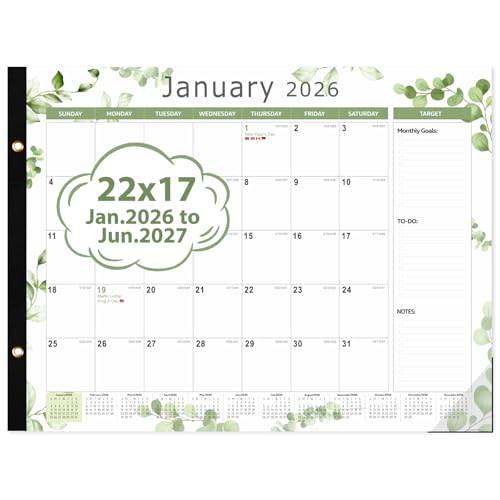 Grand calendrier de bureau 55,9 x 43,2 cm mensuel pour sous-main de travail