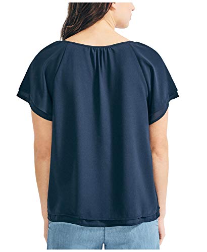Nautica Women's Chiffon Raglan Sleeve Top, Navy Seas, Xx-Large #TOP2