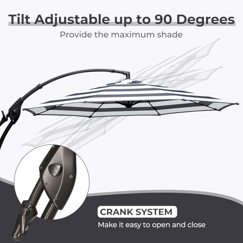 Image of Grand patio 12FT Cantilever Round Umbrella with Base & Cover, Black & White