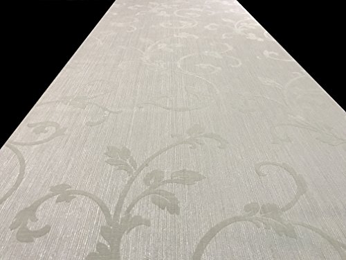 Portofino Flocking Embossed Wallpaper Ivory Gold Textured Flocked Damask Roll 3D #TOP5
