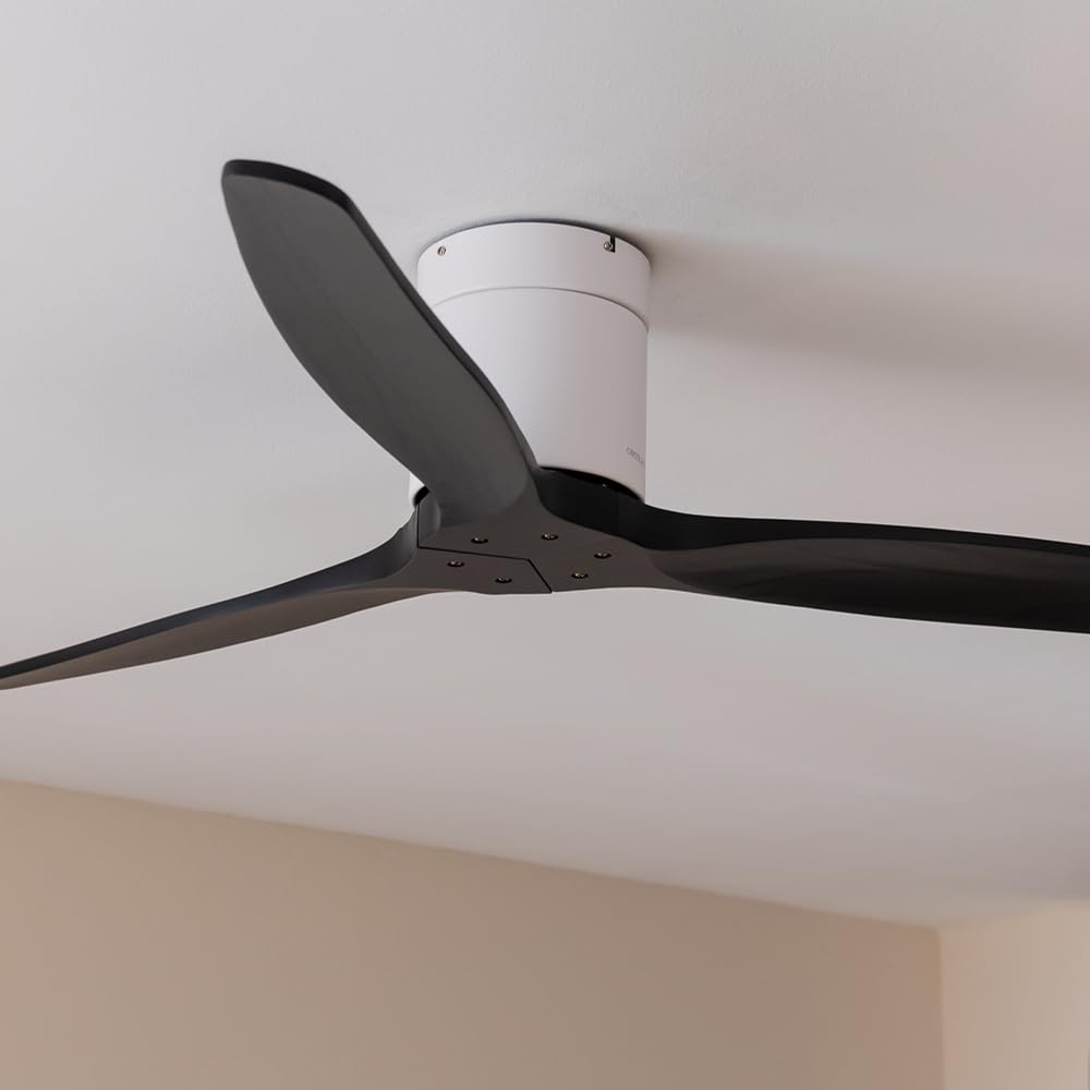 Cecotec - Ventilatori da Soffitto EnergySilence Aero 5500 Aqua White&Black Connected - 40 W, Diametro 132 cm, Wi-Fi, Protezione IP44, Timer 8 Ore, 3 Pale, 6 Velocità, Estate/Inverno