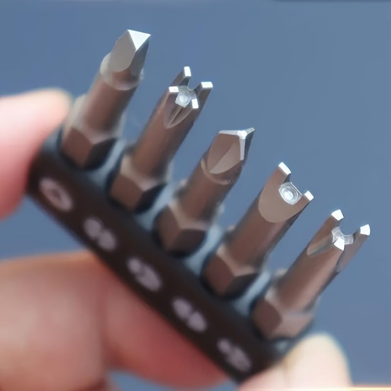 5PCS Irregular Screwdriver Bit Set U-Shaped Y-Shaped Triangular Cross Three-Point Bits for Electronics Repair RC Laptops, Silvery