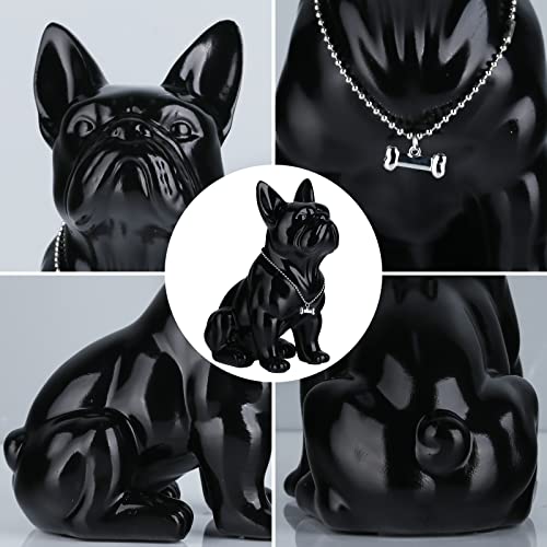 Suruim Resin English Bulldog Statue French Bulldog Sculpture Home Decor Modern Collectible Figurines Art Dog Statue Bulldog Figurines Resin Crafts Living Room Desktop Decoration (Black,9In) #TOP3
