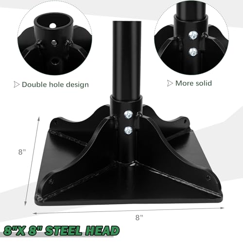 8\"x8\" Tamper Tool Landscaping Hand Tamper with 48 inch Steel Handle, Steel Tamper/Ground Tamper/Garden Tamper Tool, Heavy Duty Dirt Tamper/Soil Tamper Tool (Black)