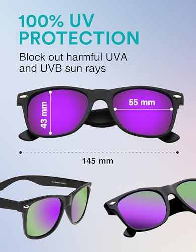 Image of zeroUV - Classic Colored Mirror Lens Square Horn Rimmed Sunglasses for Men Women