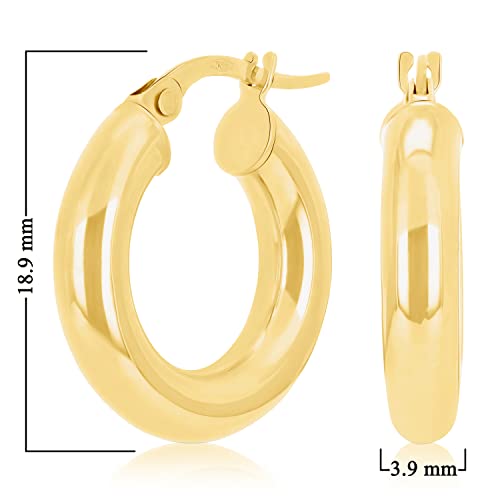Image of Italian 14k Yellow Gold High Polished Round Hoop Earrings