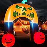 ELGLIM 10FT Halloween Inflatable Archway Pumpkin Arch, Giant Pumpkin Blow Up Built-in 7 LED Lights for Yard Halloween Archway Inflatables Outdoor Yard Decoration for Lawn, Porch, Garden Party