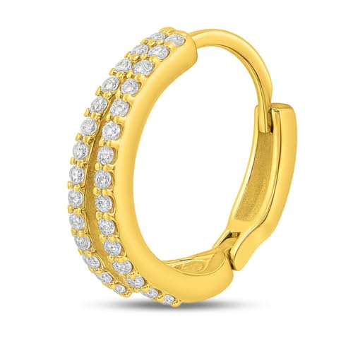 Image of ZAVYA 925 Sterling Silver Cubic Zirconia Circular Gold Plating Earrings | | Gift for Women and Girls | With Certificate of Authenticity and 925 Hallmark