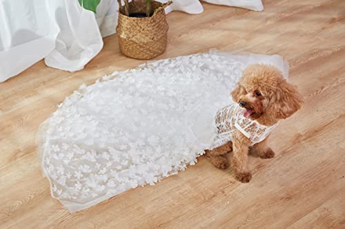 Dogs Wedding Dresses Flower Tutu Skirt with Detachable Train for Small Medium Dog Pet Outfit Formal Apparel Princess Clothes for Birthday Party Costume (White xh, L) by NOWDER - Image 4