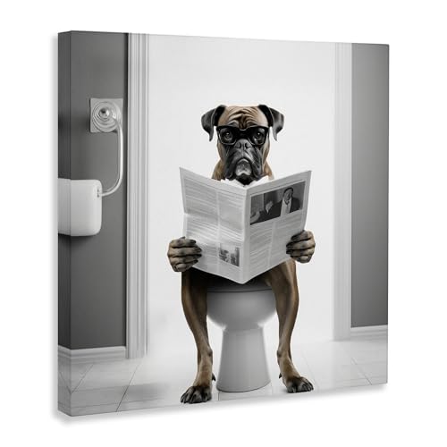 Stupell Industries 'Boxer Dog & Newspaper' Hanging Wall Art Decor - 30x30in. Gallery Wrap Canvas (1.5 Inch Depth) - By USA Artist Lazar Studio by Stupell Industries - Image 3
