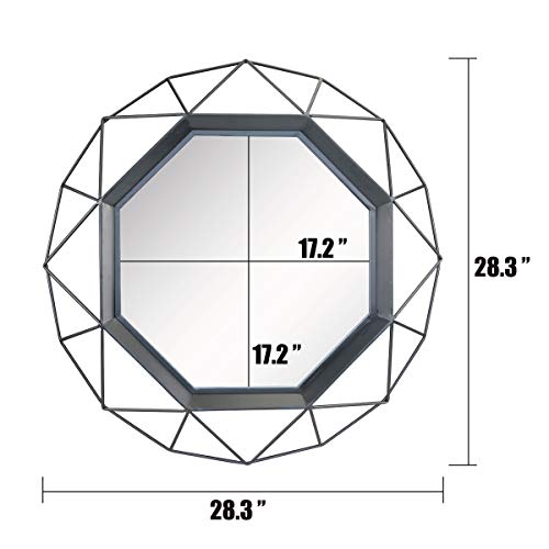 Stonebriar Decorative Black 28.3" Geometric Metal Wire Frame Hanging Wall Mirror with Mounting Brackets, Modern Decor for the Living Room, Bedroom, Bathroom, Hallway, and Entryway by Stonebriar - Image 5