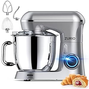 Stand Mixer, Zurio 6 Quarts Electric Mixer, 10-Speed Tilt-Head Food Mixer with Stainless Steel Bowl, Dishwasher-Safe Attachments for Home Baking