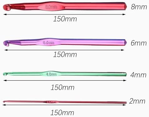 Crochet Hooks, 4 Pcs Multicolor Aluminum Knitting Needles, Crochet Hooks Set for Beginners or Professionals