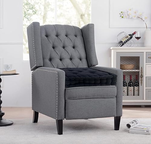 EXQUIZIT HOME Booster Cushion Seat Pad 100% Cotton Filling Cushion Thick Seat Pads Adults Chair Armchair Garden Black 45cm x 45cm + 10cm Thickness Approximate