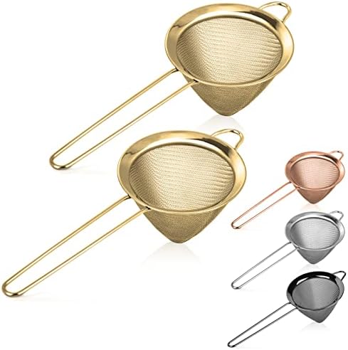 2 Pack Stainless Steel Small Food Strainer, Fine Mesh Sieve with Long Handle, Cocktail Strainer For Cocktails, Tea Herbs, Coffee & Drinks, Rust Proof & Great as Tea Strainer, 3.5inch - Thumbnail 4