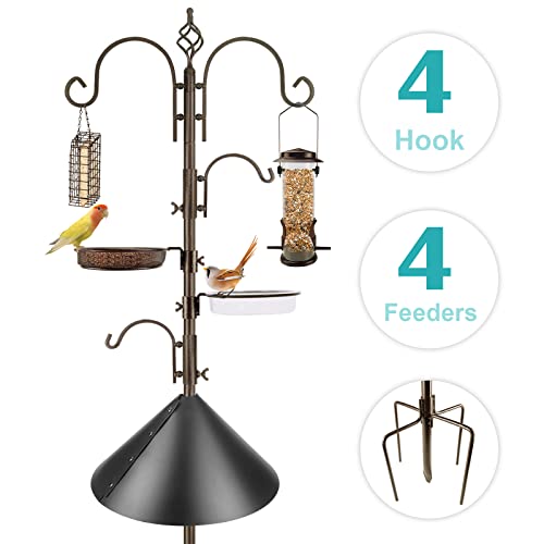 Bird Feeding Station Kit With Squirrel Baffle And Suet Cage Wild Bird Feeder Kit With Mesh Tray, Fruit Hook, And Double W Hook For Attracting Wild Birds #TOP1