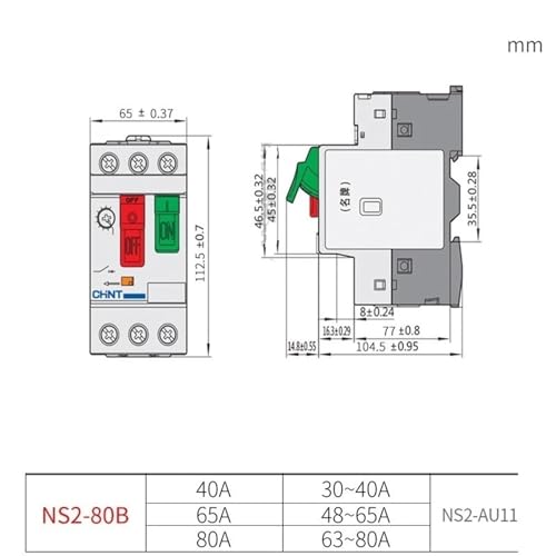 Disjoncteur moteur triphasé NS2 ajustable pour protection contre surcharges - 3
