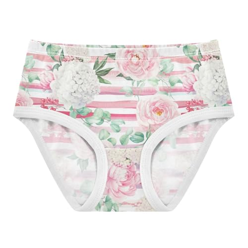 Joisal Pastel Pink White Peonies Girls Underwear Toddlers 2t Cotton Little Girl Panties Artistic Underpants Briefs
